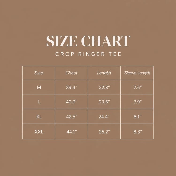 Ringer tee- coffee | Endless pursuit Size Chart