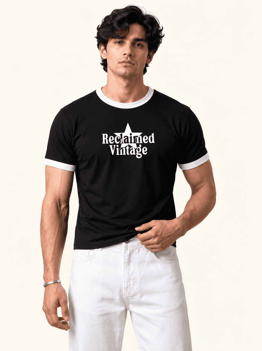 Ringer tee- Black | Vintage  thumbnail 4
