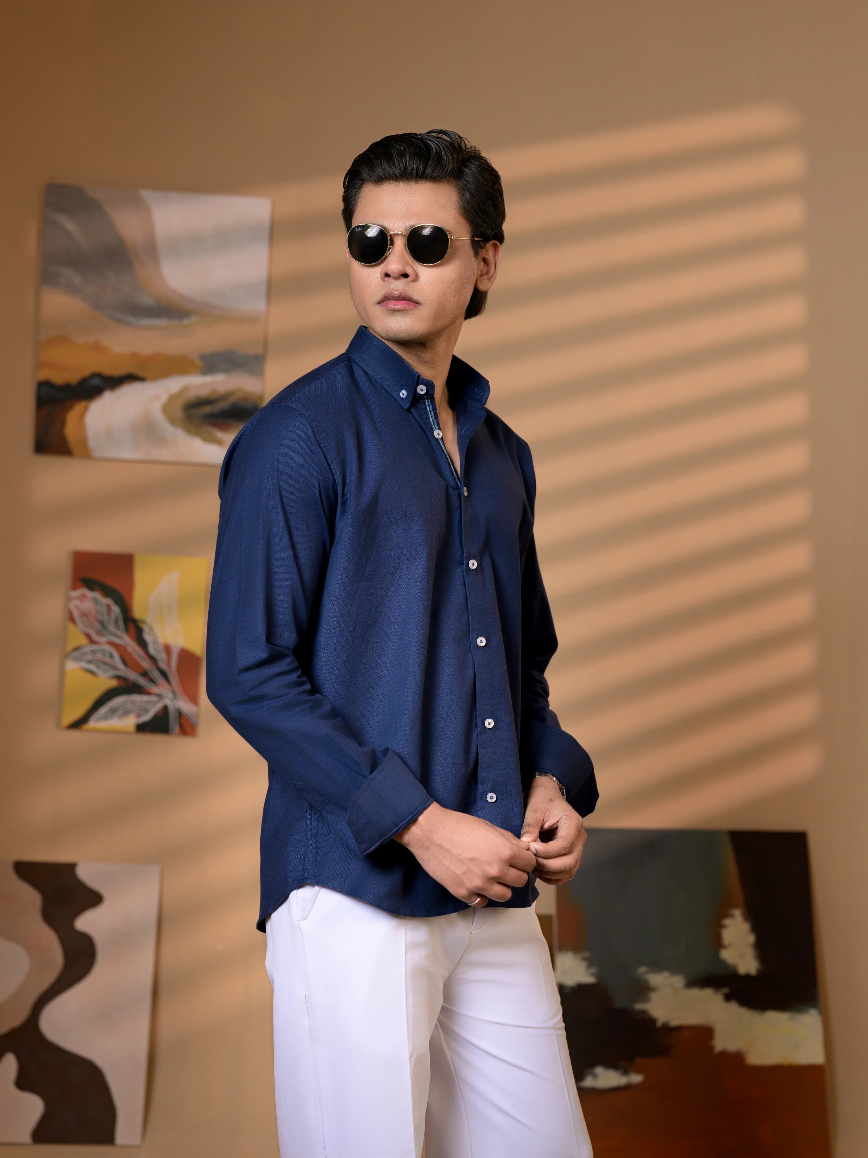 Navy Blue | Semi Formal Oxford Shirt thumbnail 5