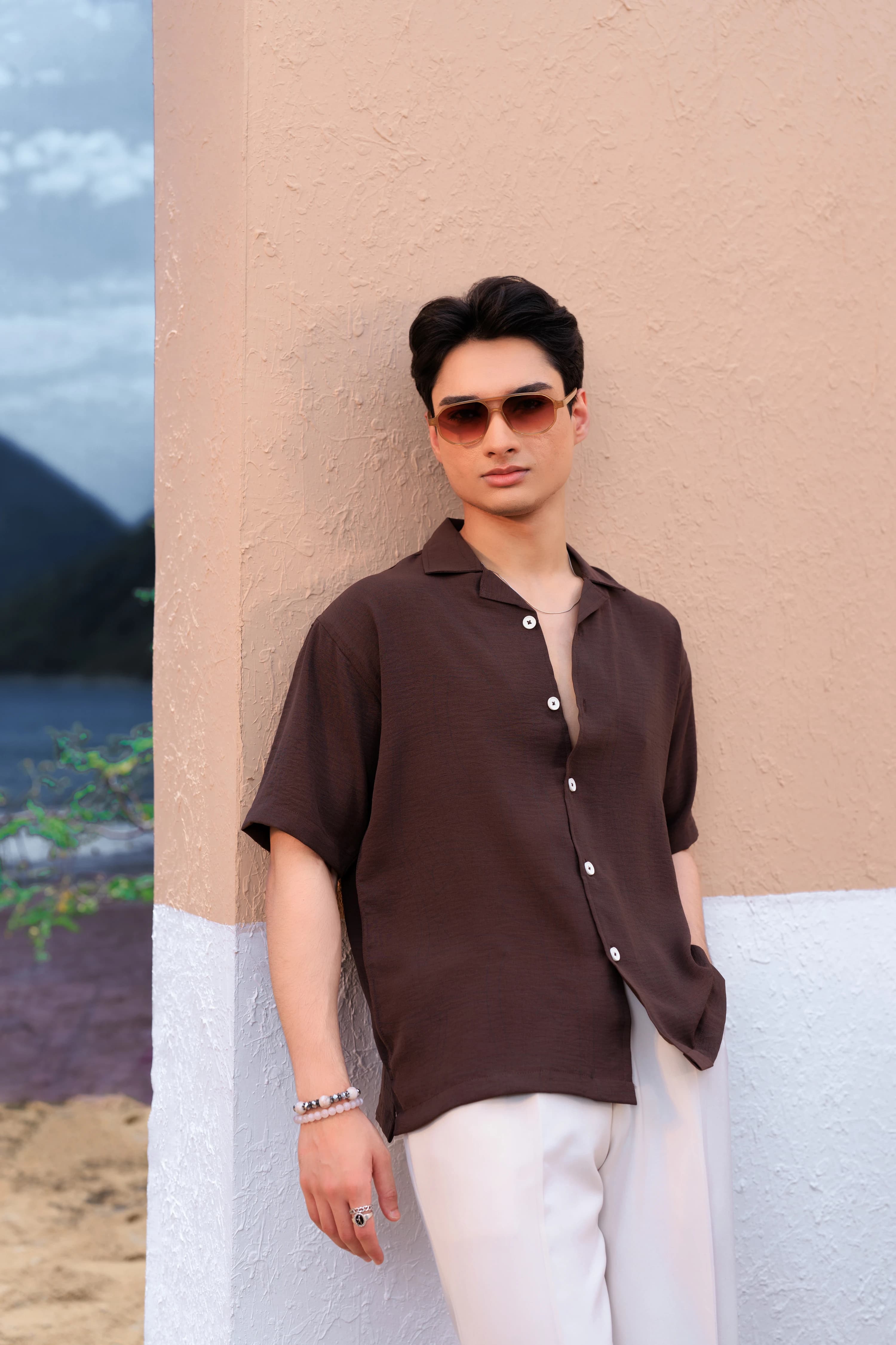 Half  Crop Boxy Shirt | Coffee thumbnail 1