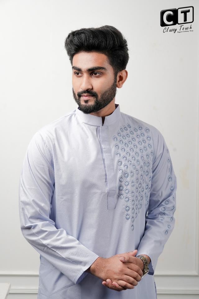 Sky blue - Designer Embroidery Panjabi 