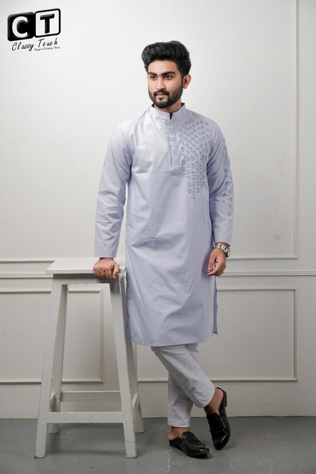 Sky blue - Designer Embroidery Panjabi 