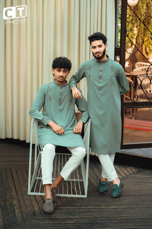 Olive - Premium Designer Embroidery Panjabi 
