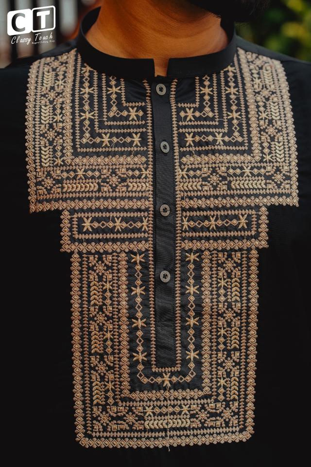 Black - Premium Designer Embroidery Panjabi 