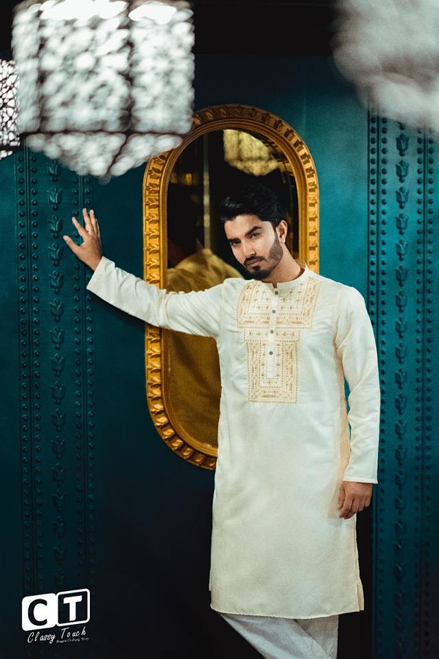 Off white - Premium Designer Embroidery Panjabi 