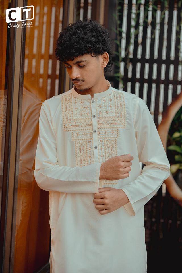 Off white - Premium Designer Embroidery Panjabi 