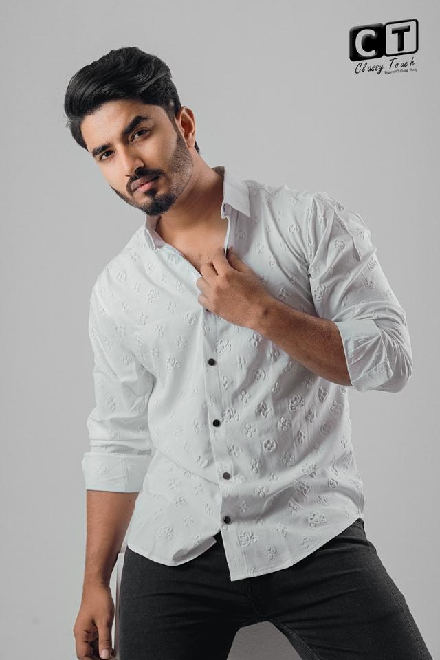 White - Puff Textured casual shirt