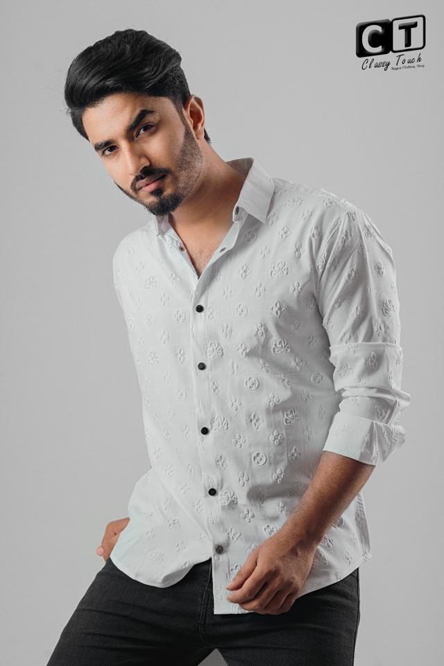 White - Puff Textured casual shirt
