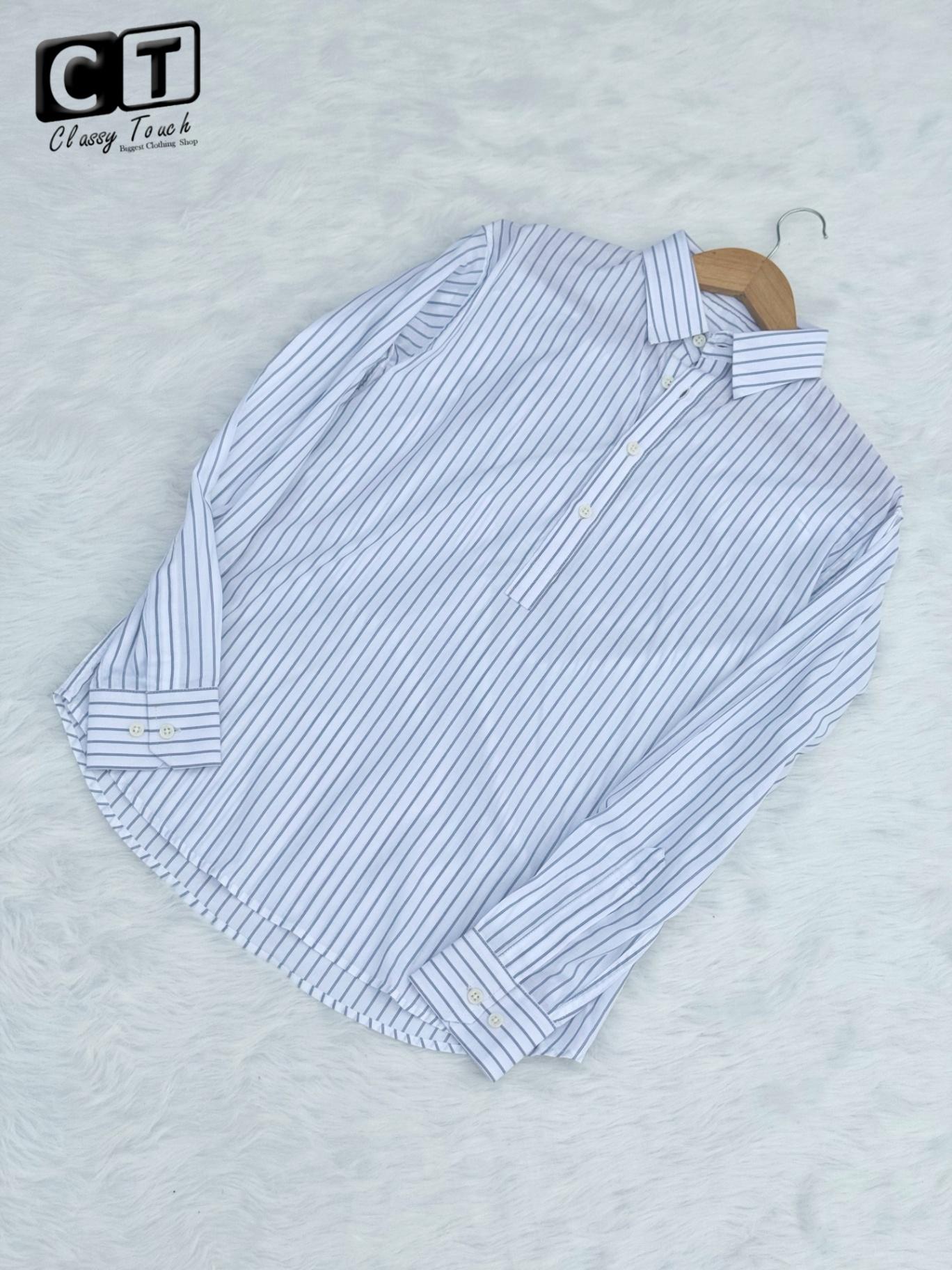 Half Collar Casual Shirt - White