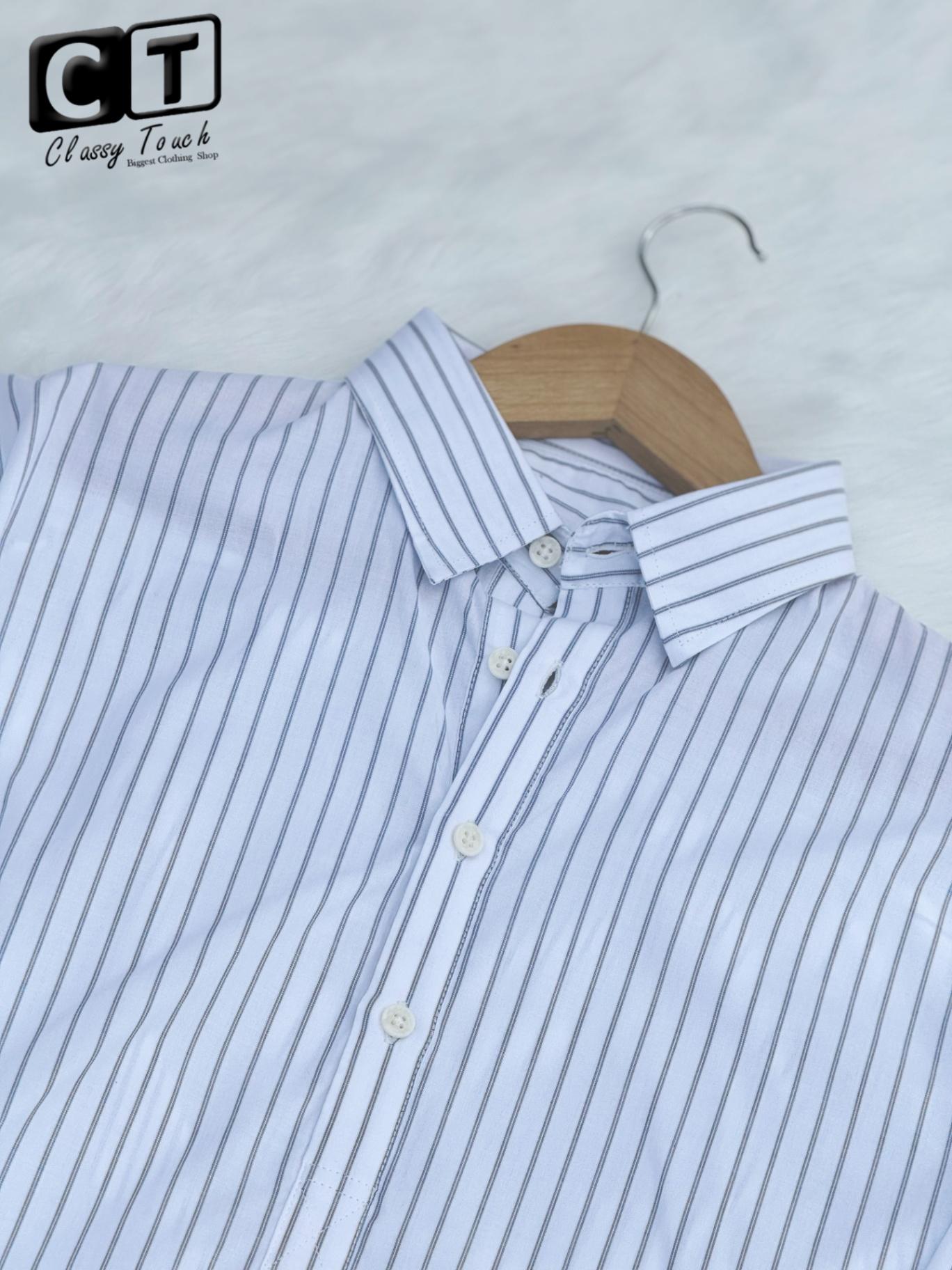 Half Collar Casual Shirt - White