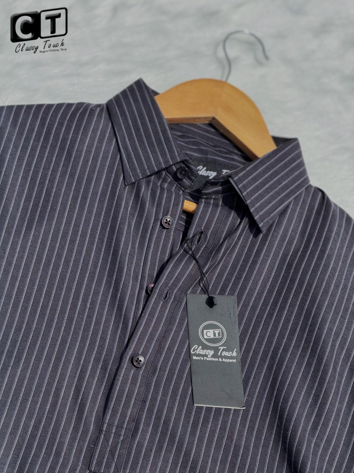 Half Collar Casual Shirt - Shadow Black