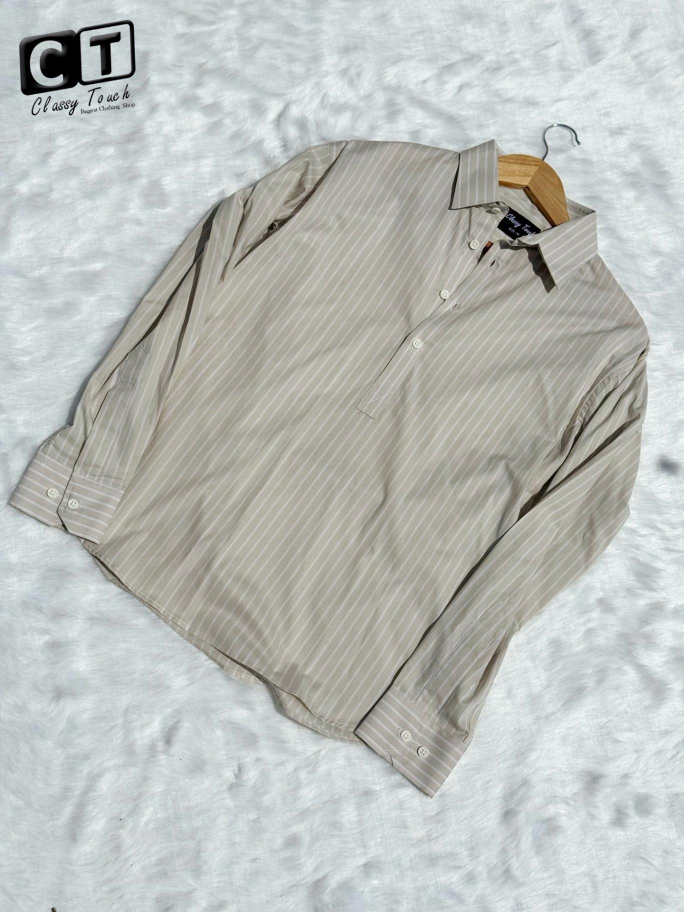 Half Collar Casual Shirt -Cream
