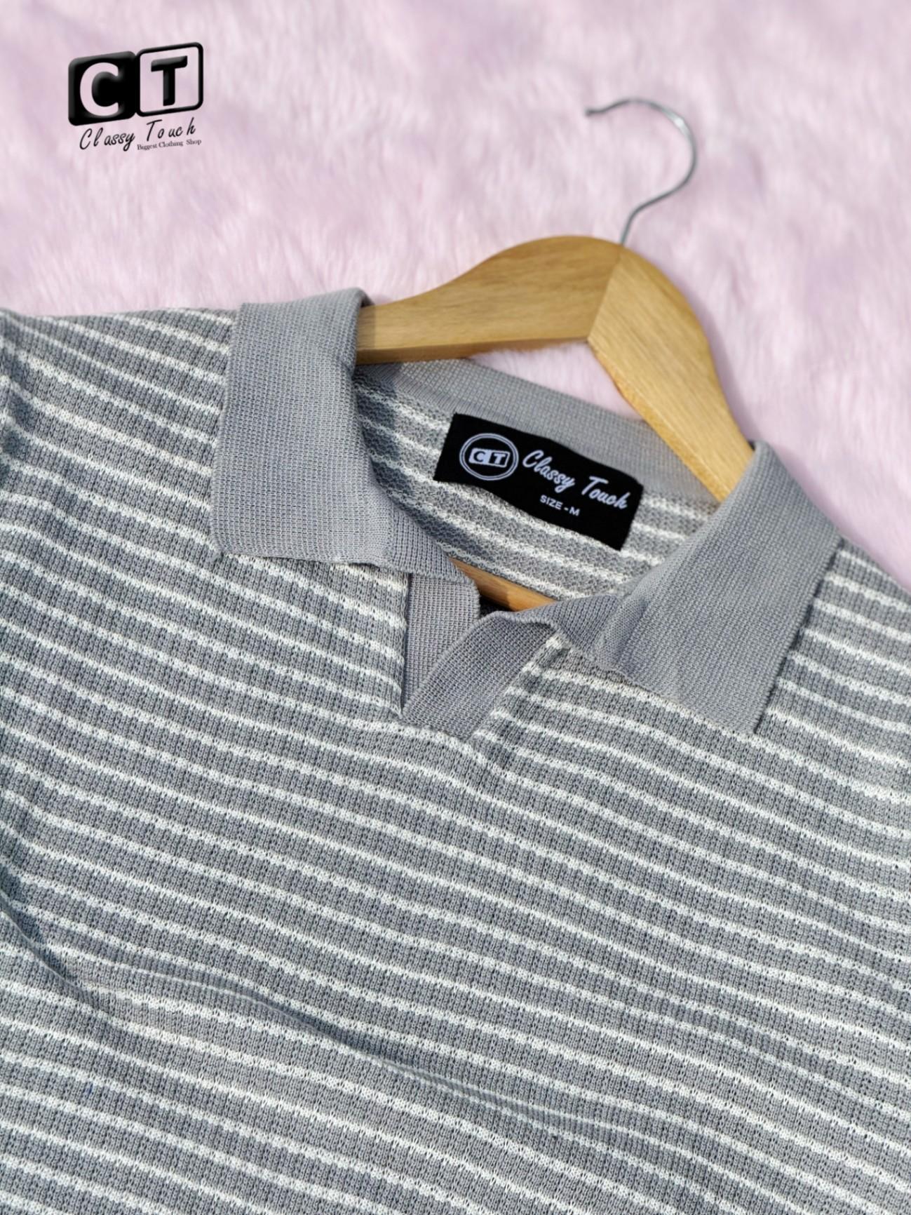 Jacquard Knitted Polo - Ash