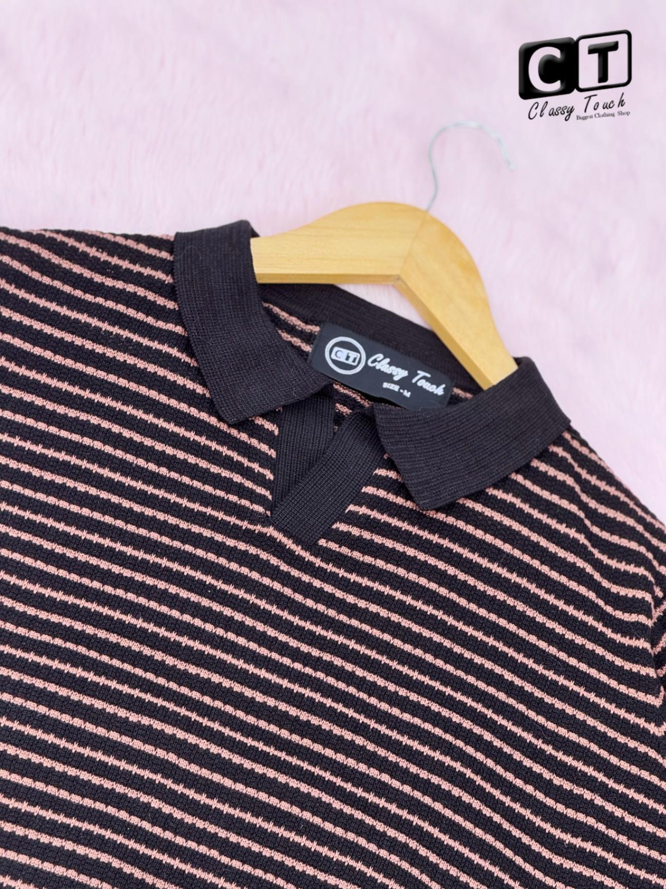 Jacquard Knitted Polo - Black