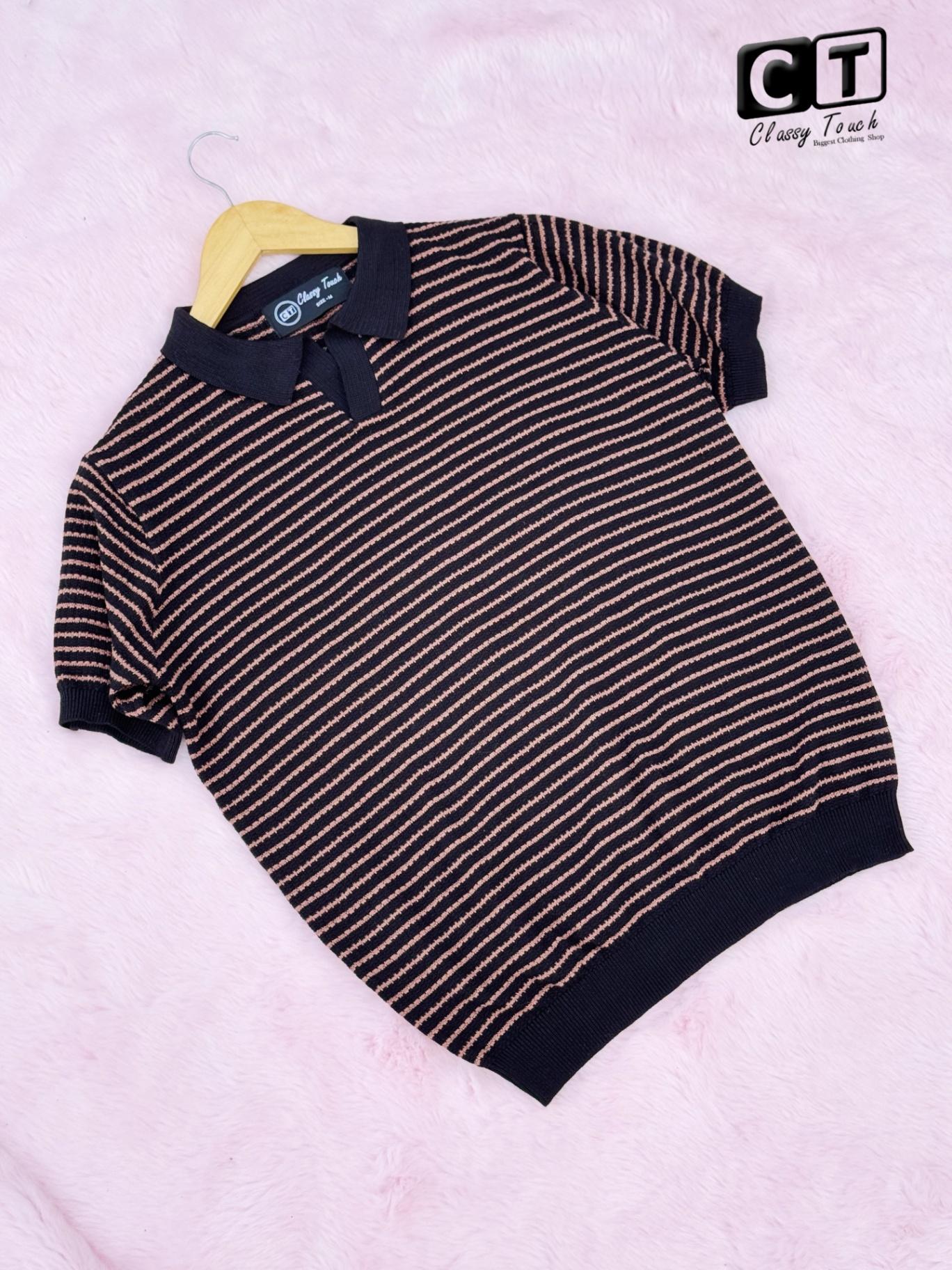 Jacquard Knitted Polo - Black