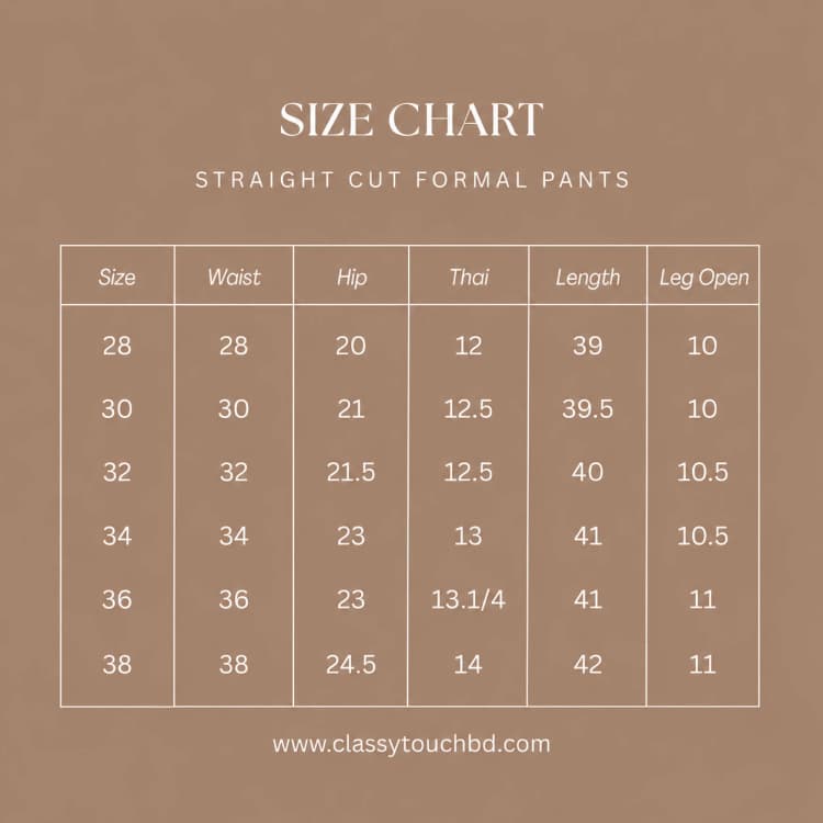 Black | Straight Wide Leg Pant Size Chart