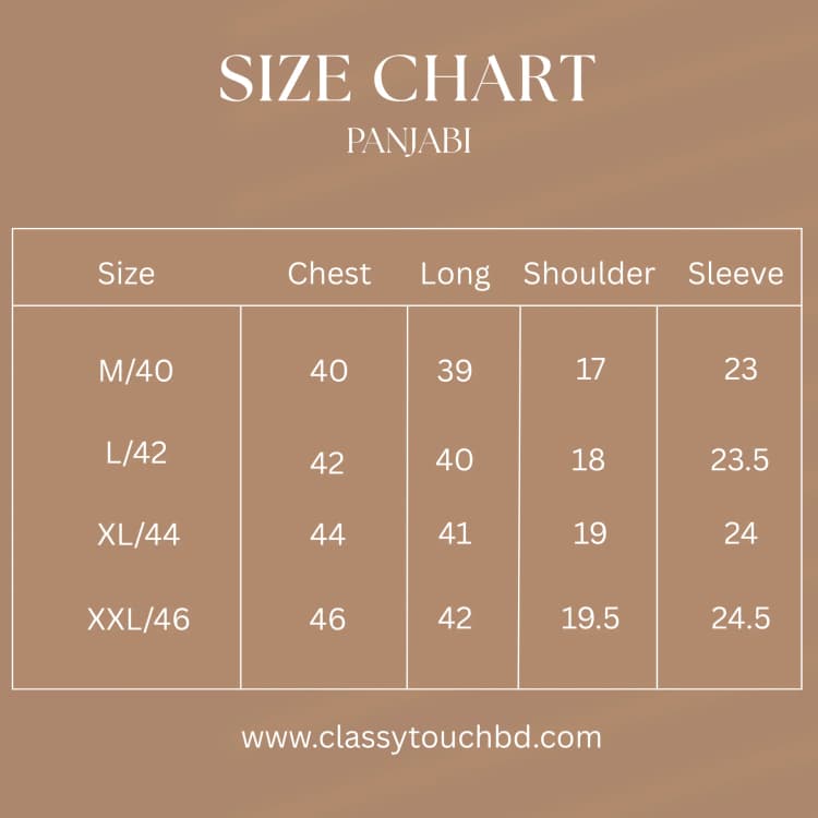Noor-e-Eid | Designer Panjabi Size Chart