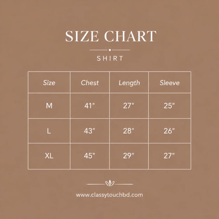 Casual Check Shirt - Coffee Size Chart