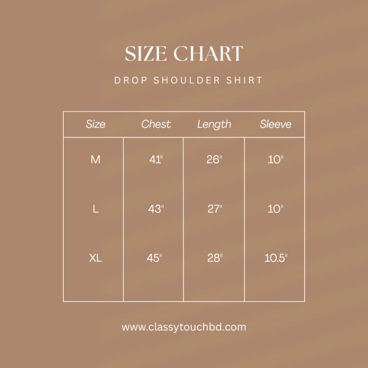 Relaxed Drop Shoulder Shirt | Black Size Chart