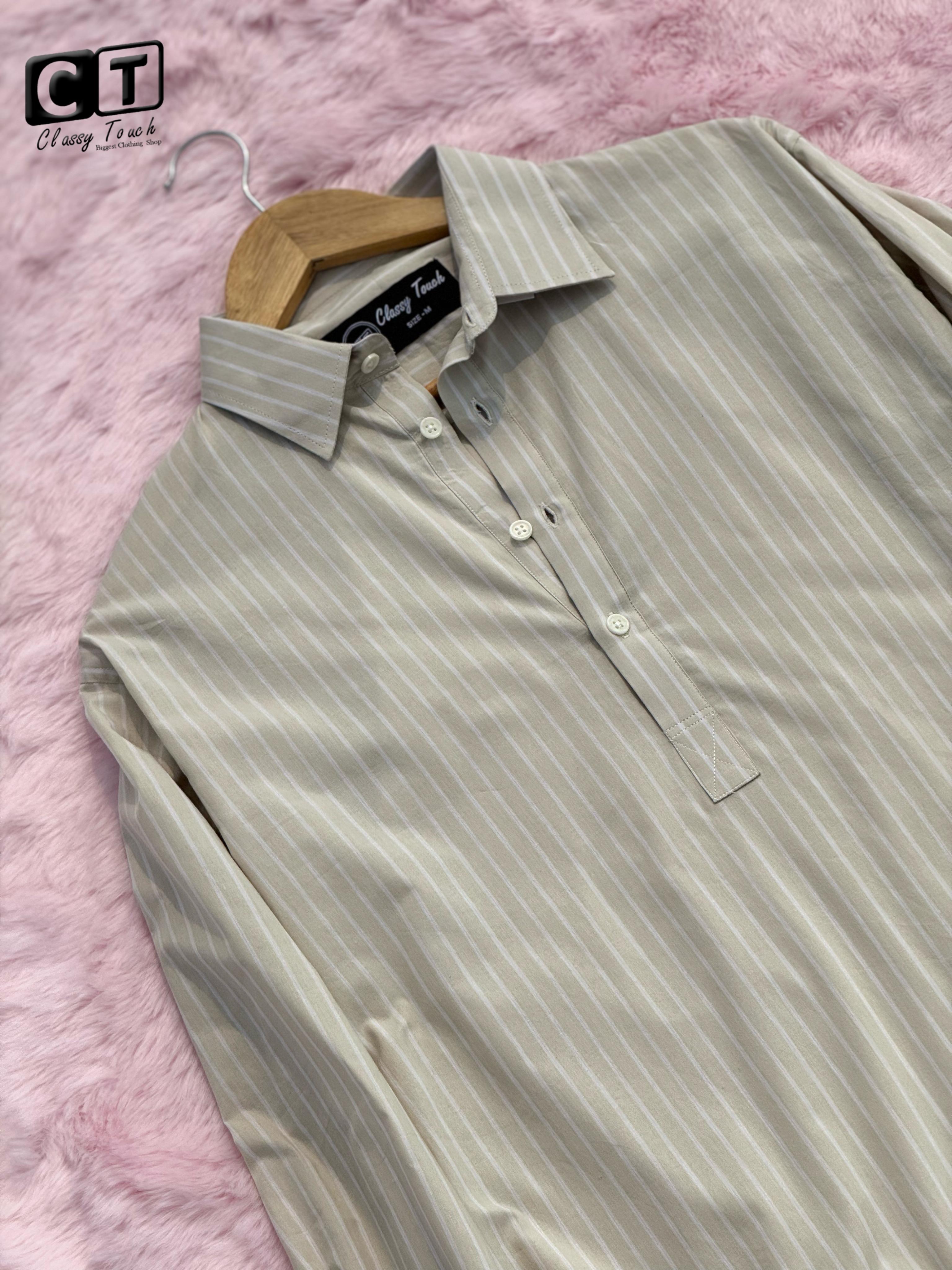 Half Collar Casual Shirt -Cream