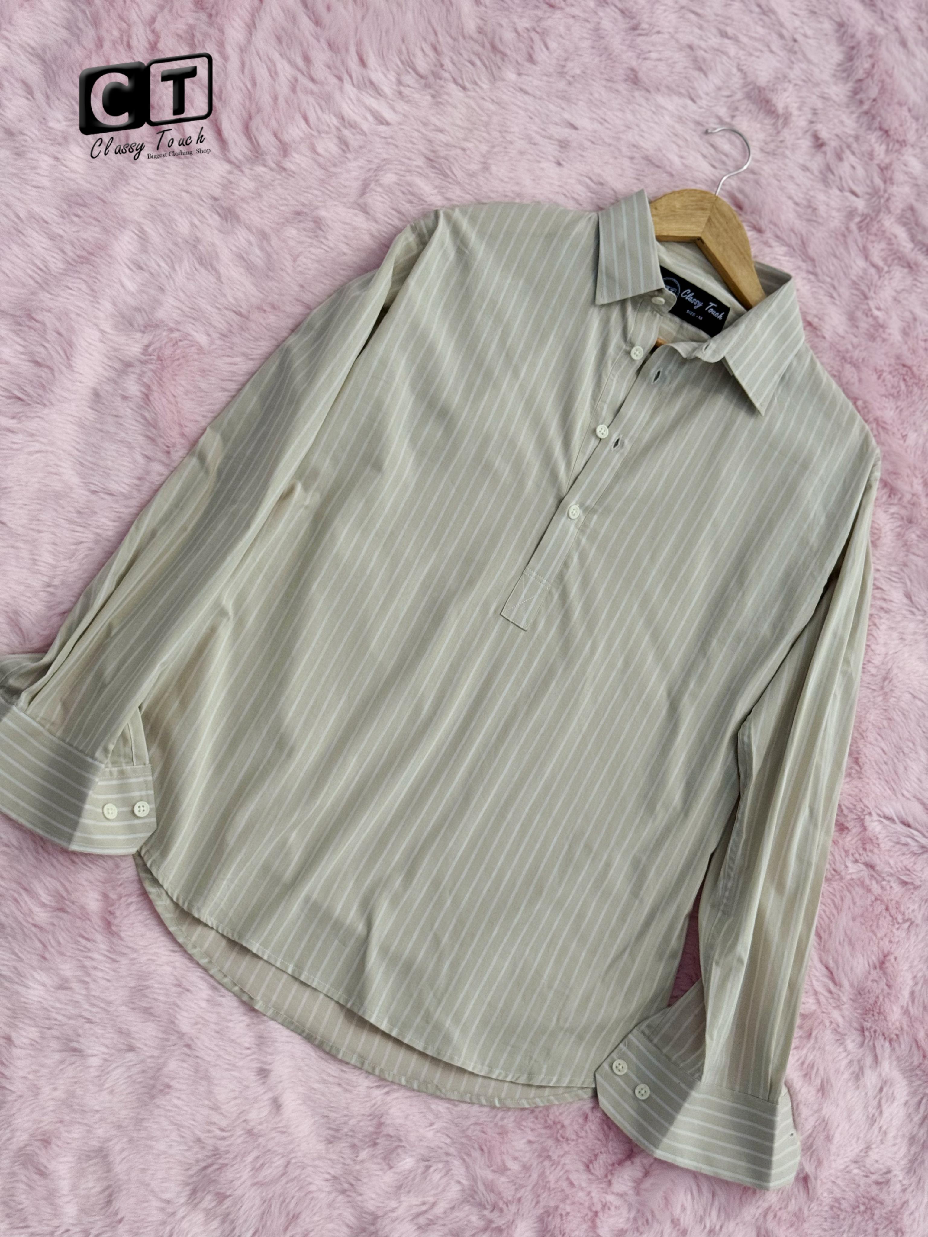 Half Collar Casual Shirt -Cream