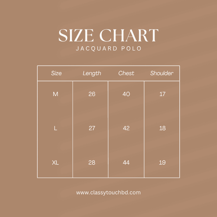 Jacquard Knitted Polo - Ash Size Chart