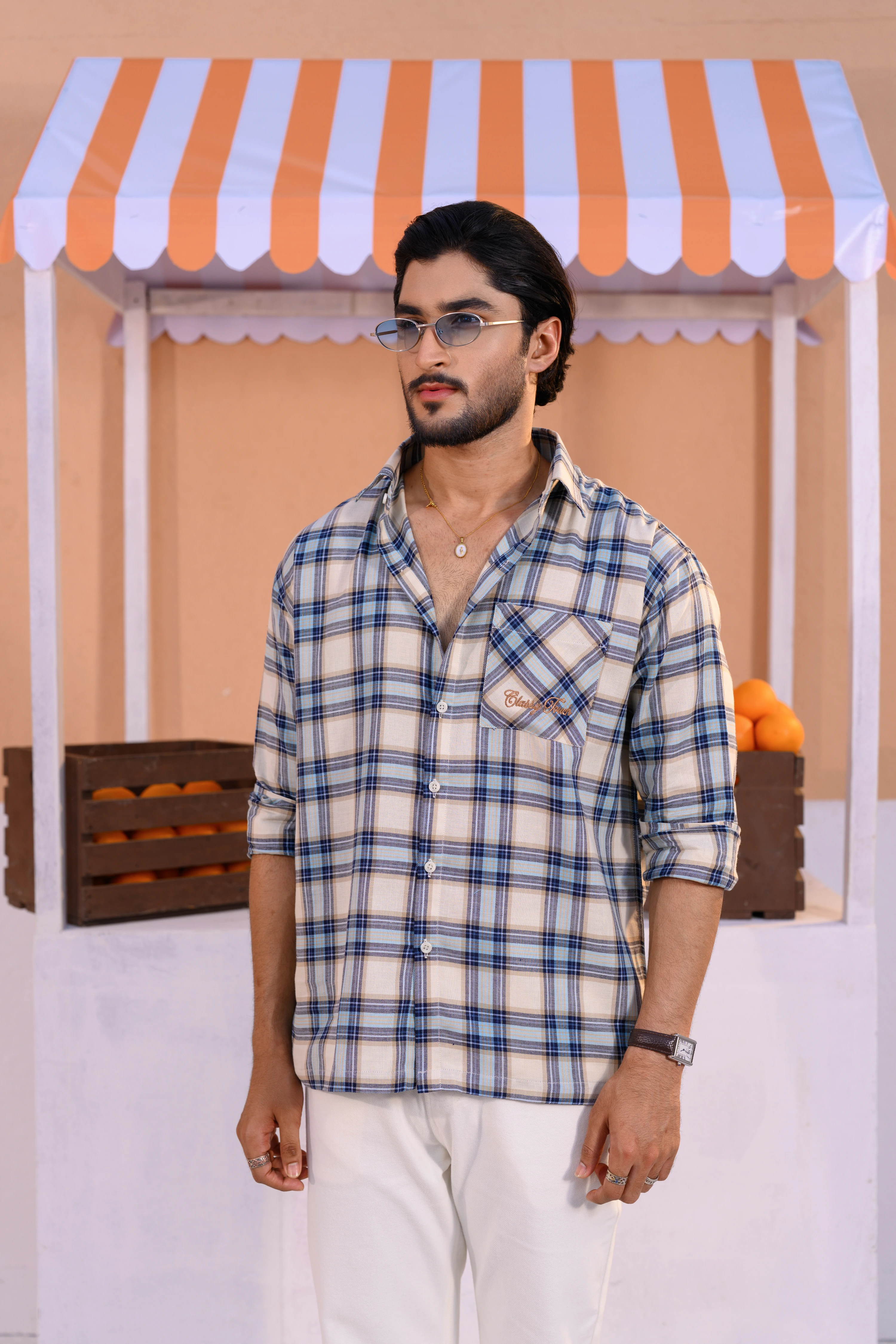 Casual Check Shirt - Mid Blue